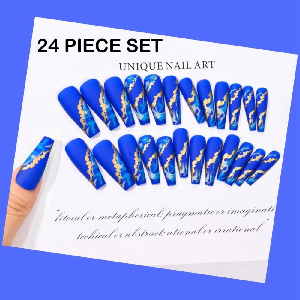 24pc Box Fake Long Ballet Nails/ Reusable / Acrylic Press On Nails By FALSE NAIL